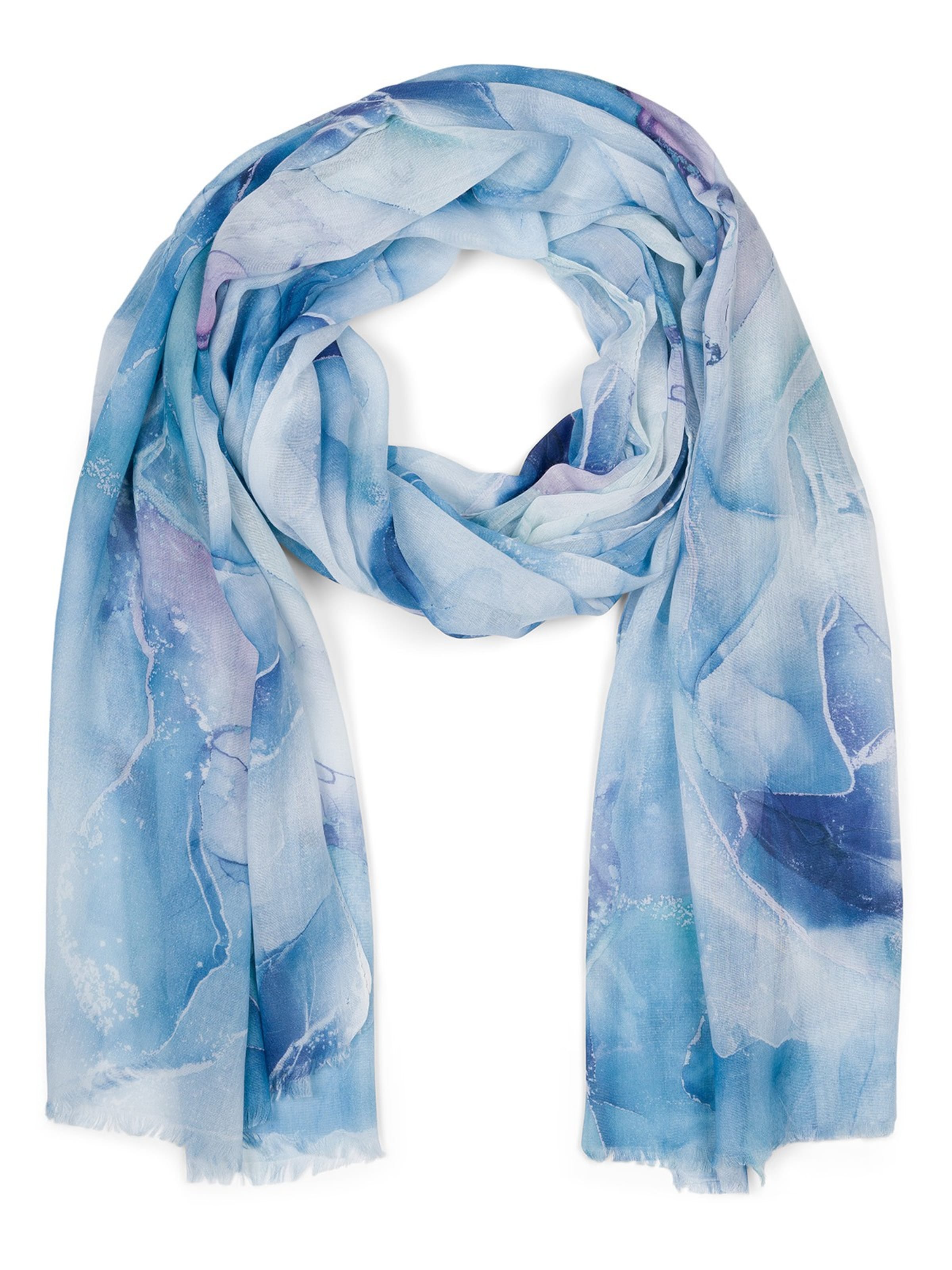 styleBREAKER Schal 'Leichter Schal mit Marmor Muster'‌ in Blau: Vorderseite