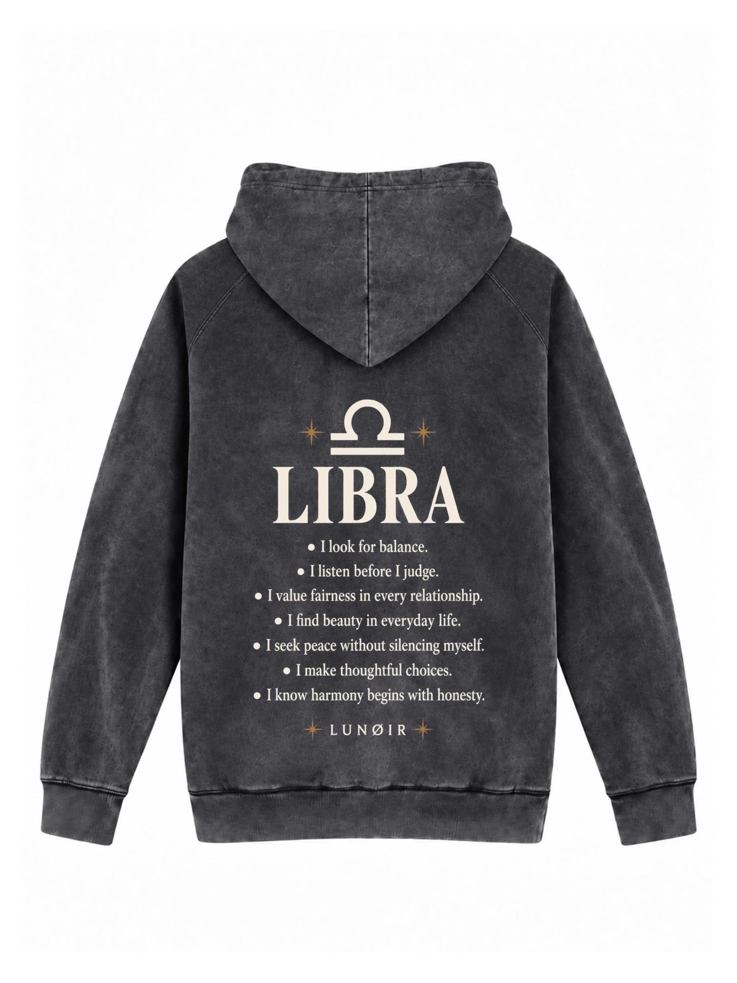 LUNØIR StudioSweater majica 'Zodiac - Libra Ink' - crna boja: prednji dio