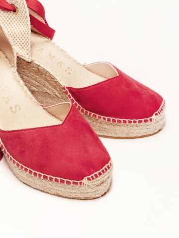 Alhamas Sandaal 'Alpargata Cuña 10 cm' in Rood