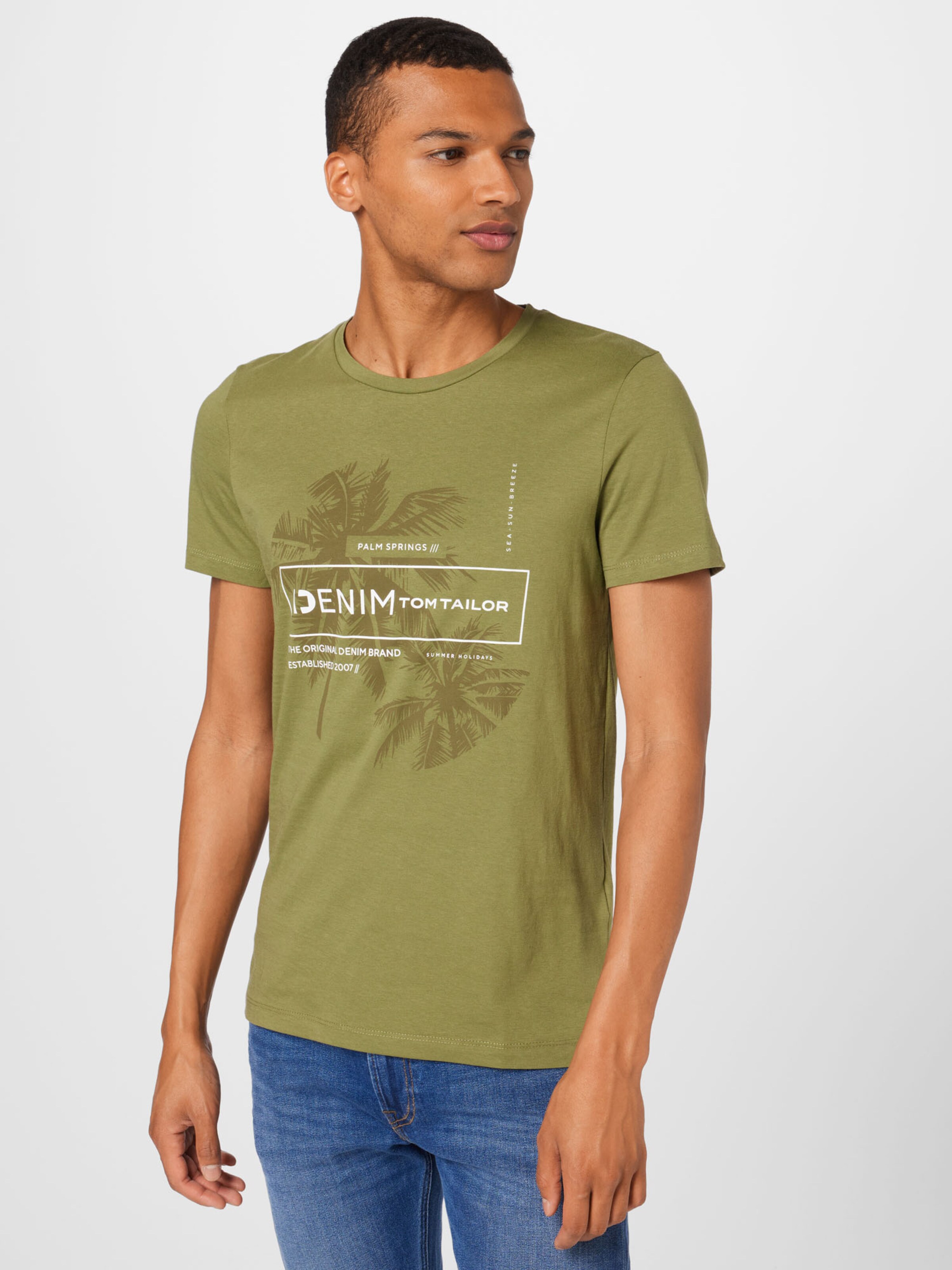 Männer Shirts TOM TAILOR DENIM T-Shirt in Khaki, Oliv - EW26747