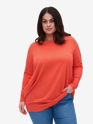 Zizzi Sweater 'Carrie' in Orange: front