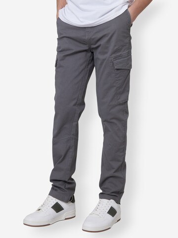 Threadbare Slimfit lange Cargohose 'Battle Drill' in Grau