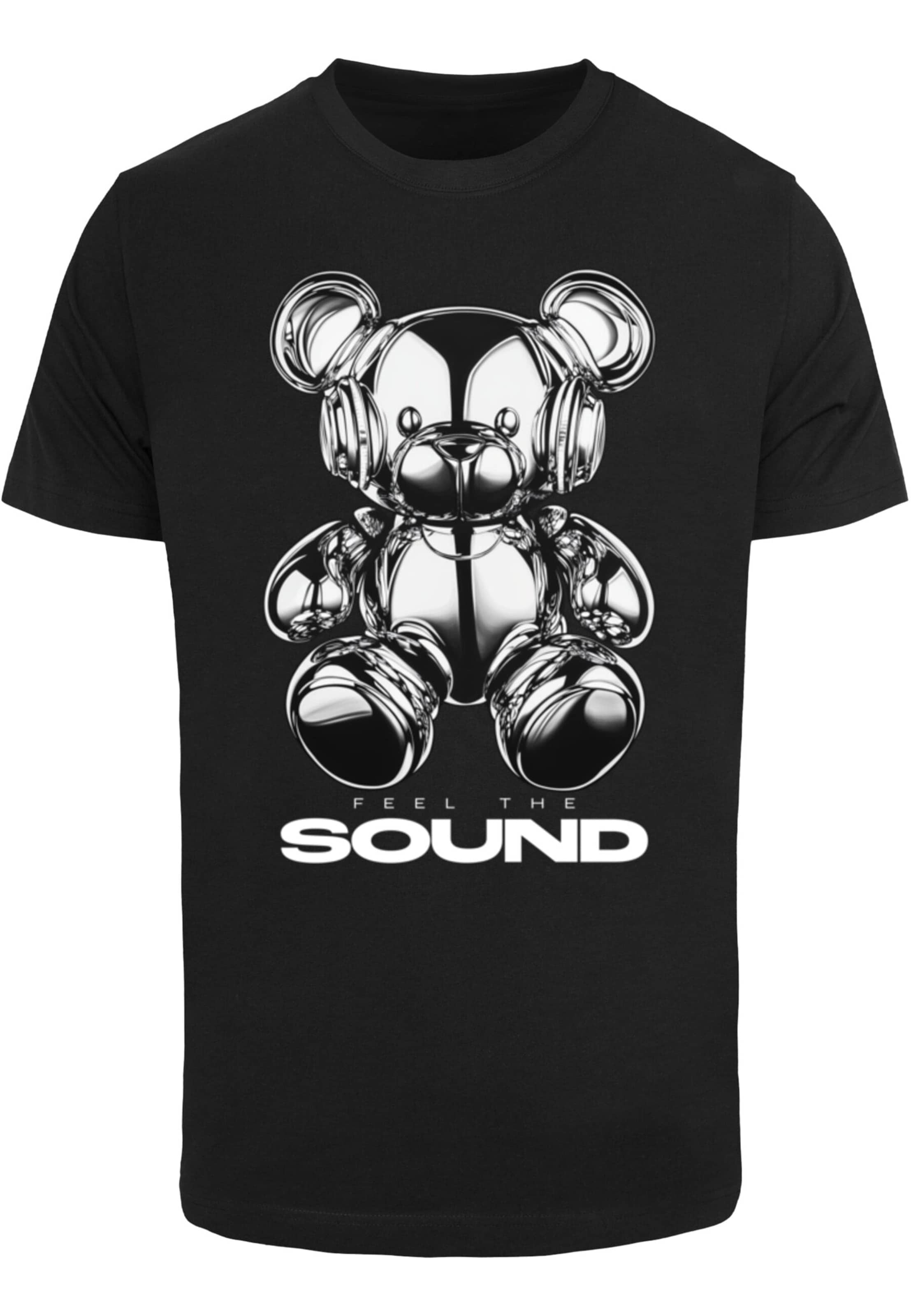 Maglietta 'Feel The Sound Chrome Bear' di Mister Tee in nero: frontale
