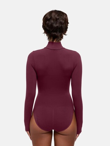 cfab Shaping bodysuit 'Clean Longsleeve Turtleneck Sculpting Bodysuit with Slip' in Red