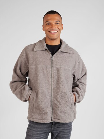 WEEKDAY Fleece jas 'Oliver' in Grijs: voorkant