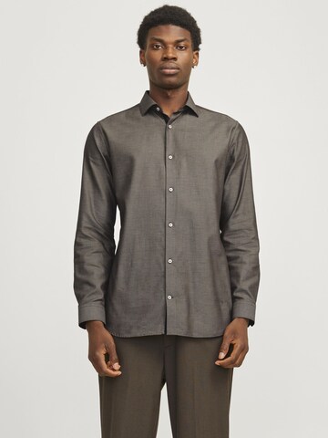 JACK & JONES Slim fit Button Up Shirt 'JPRBLAParker' in Grey: front