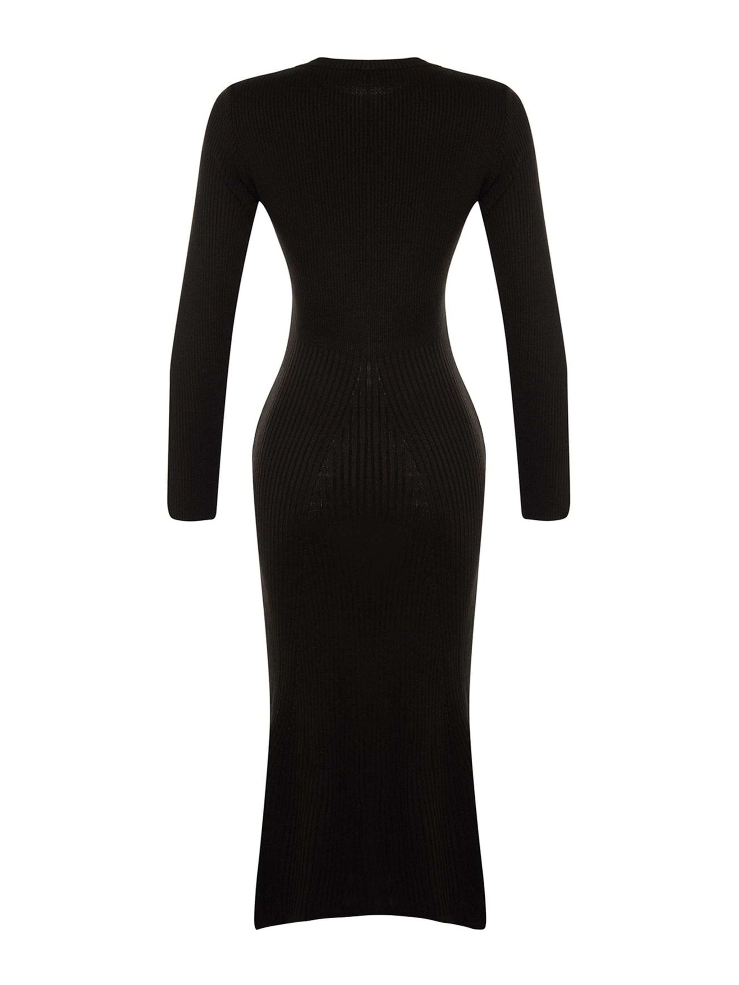 Trendyol Úpletové šaty – černá