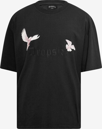 Dropsize Shirt 'White Doves' in Zwart: voorkant