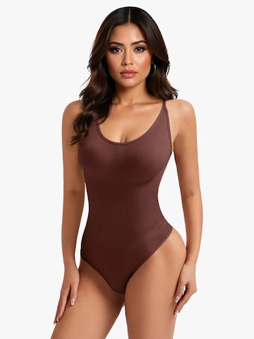 Shapetape Shaping bodysuit 'Body met Lage Rug Met String' in Brown: front