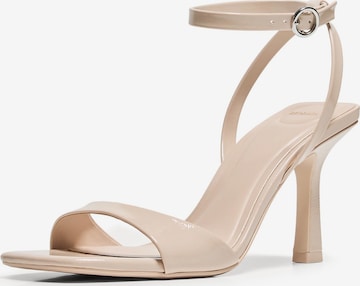 BershkaCipele s potpeticom i otvorenom petom - bež boja: prednji dio