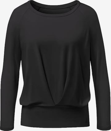 CURARE Yogawear Sporttop 'Langarmshirt Boxpleat - Black' in Schwarz: Vorderseite