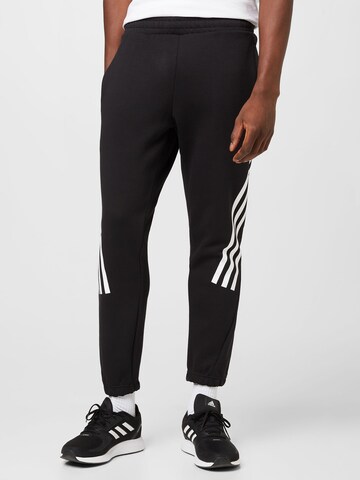 ADIDAS SPORTSWEAR Tapered Workout Pants 'Future Icons 3-Stripes' in Black: front