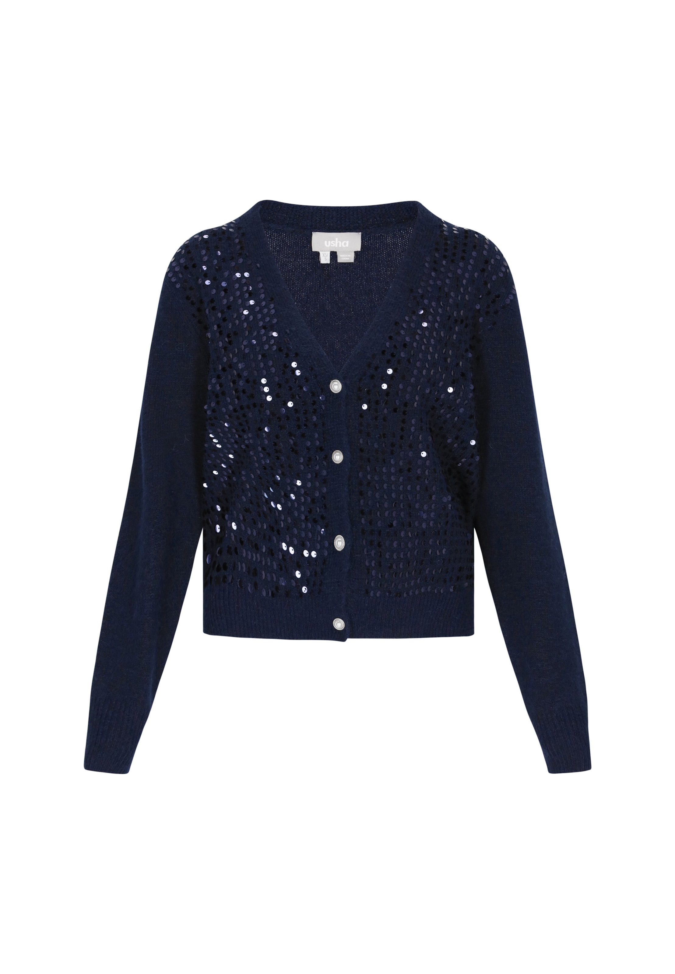 Usha Knit Cardigan in Blue: front