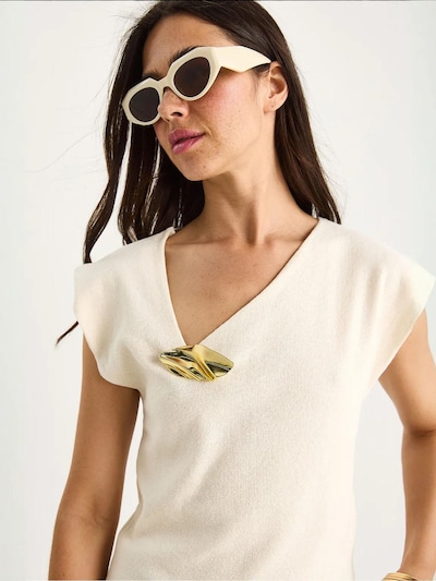 Bianco Lucci Knitted Top in Ecru, Item view