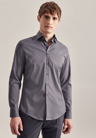SEIDENSTICKER Slim fit Business shirt in Grey: front