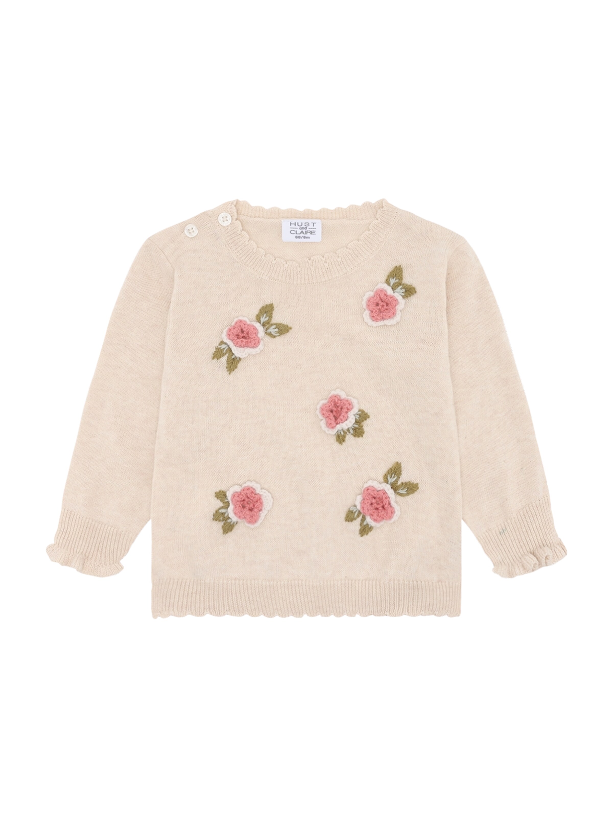 Hust & Claire Trui 'Pusle Garden' in de kleur Ecru / Olijfgroen / Oudroze / Wit, Productweergave