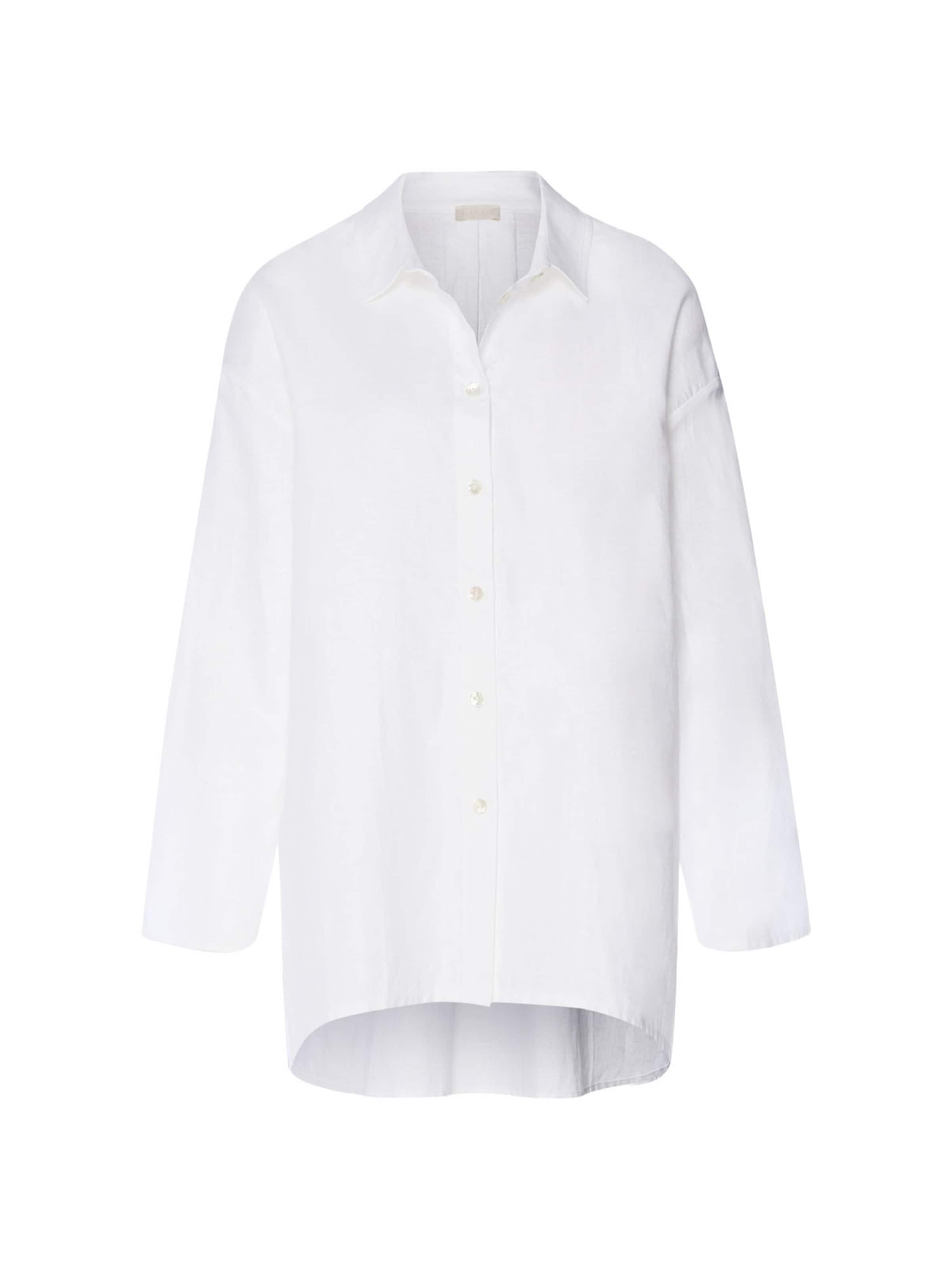 Hanro Langarmbluse ' White Essentials ' in Weiß: Vorderseite