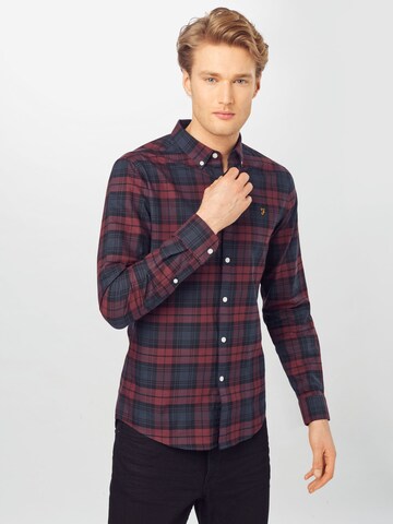 FARAH - Regular Fit Camisa 'BREWER' em vermelho: frente