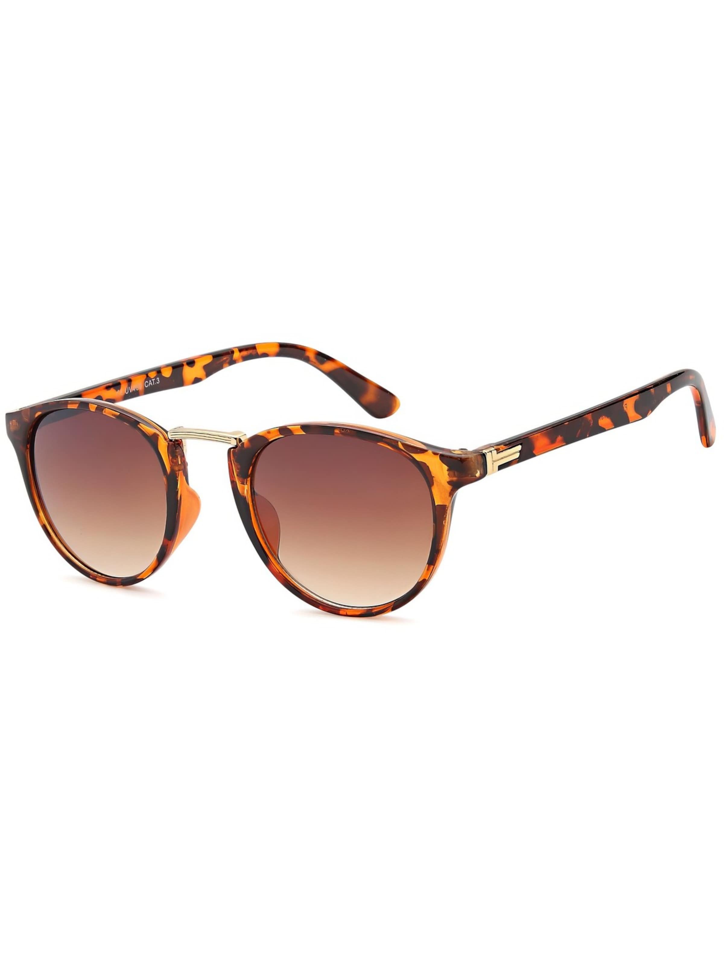 styleBREAKER Sonnenbrille 'Sonnenbrille mit runden Gläsern und Metall Nasensteg'‌‌‌‌‌‌‌‌‌ in Braun: Vorderseite