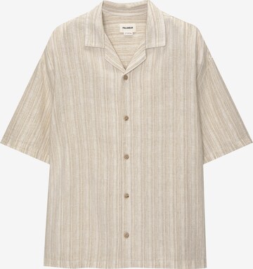 Pull&Bear Comfort Fit Skjorta i beige: framsida
