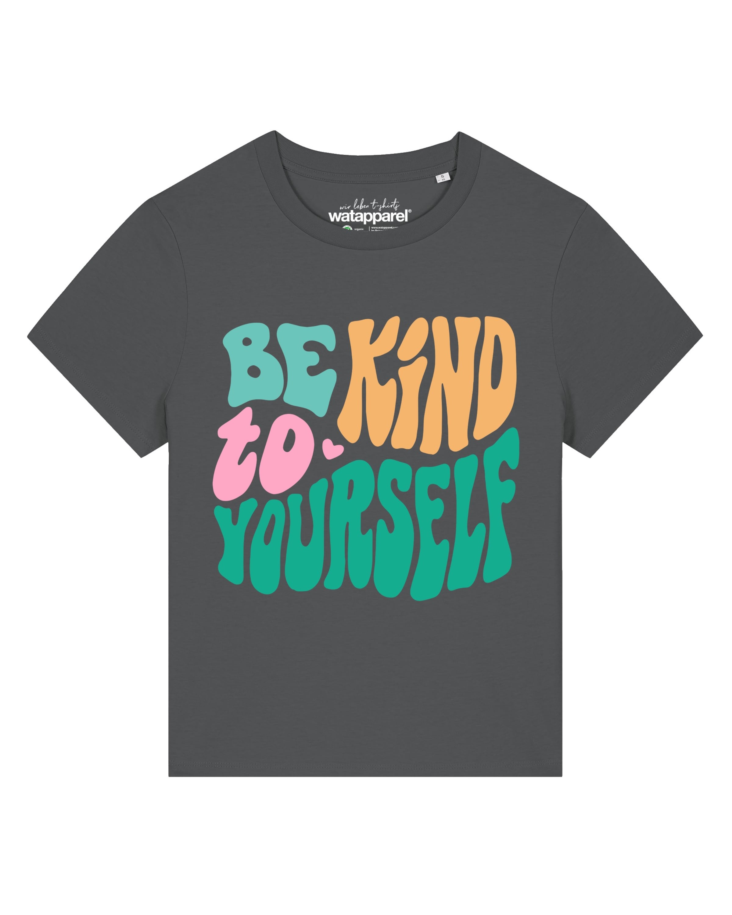 Watapparel Shirt 'Be kind to yourself ' in Grijs: voorkant