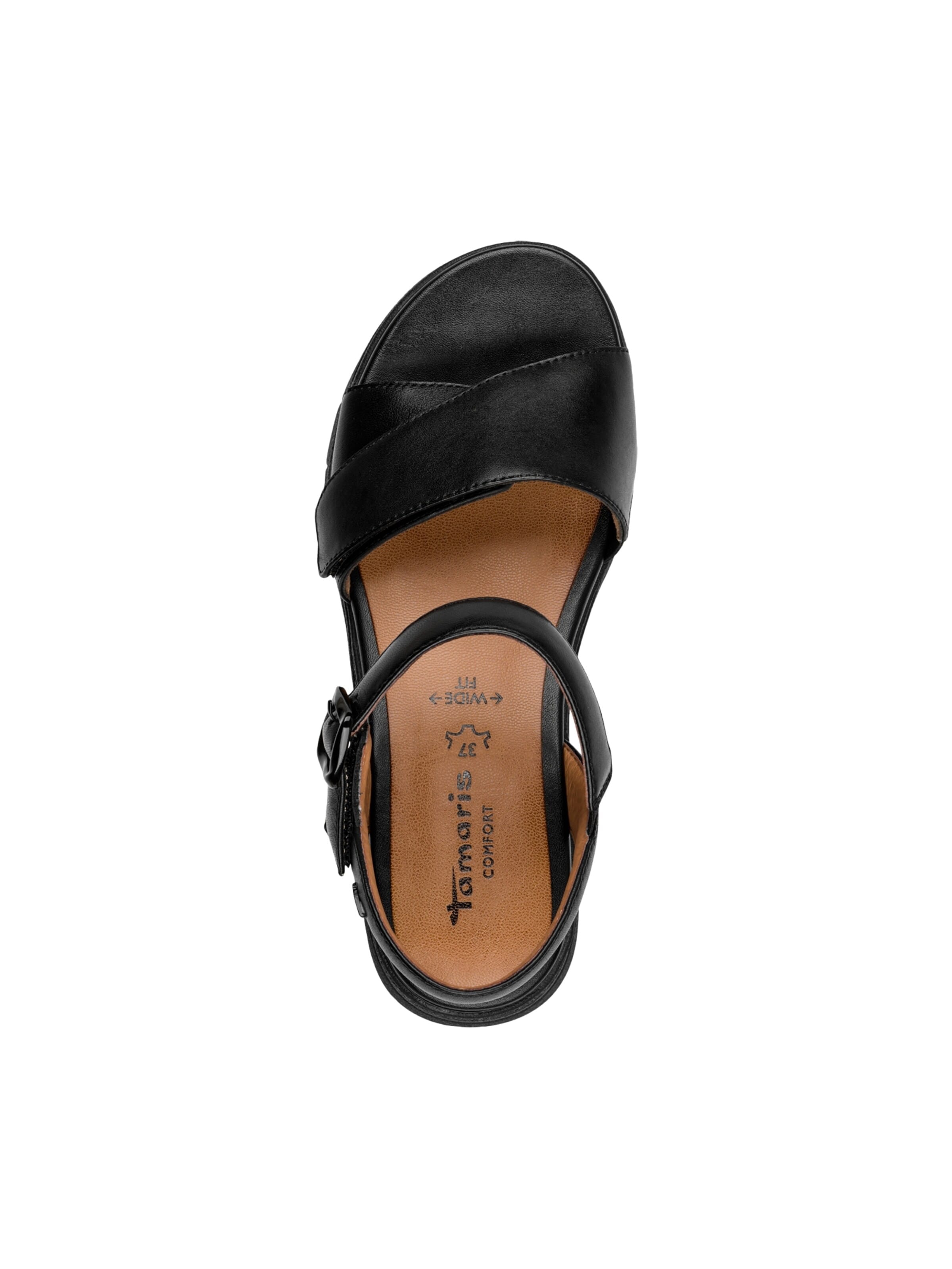 Sandales 'Bequeme Ledersandalen mit Keilabsatz' Tamaris en noir