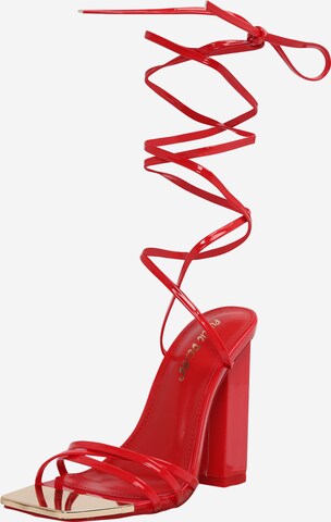 Public Desire - Sandálias com tiras 'AMIRA' em vermelho: frente
