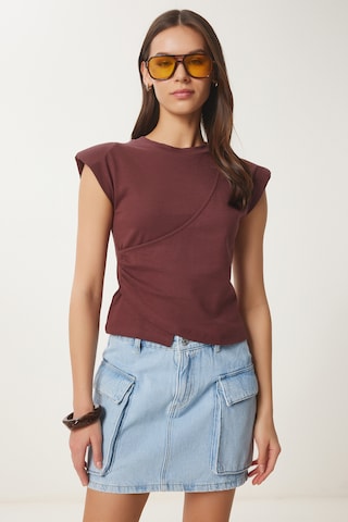 Happiness İstanbul Tričko - Hnedá: predná strana