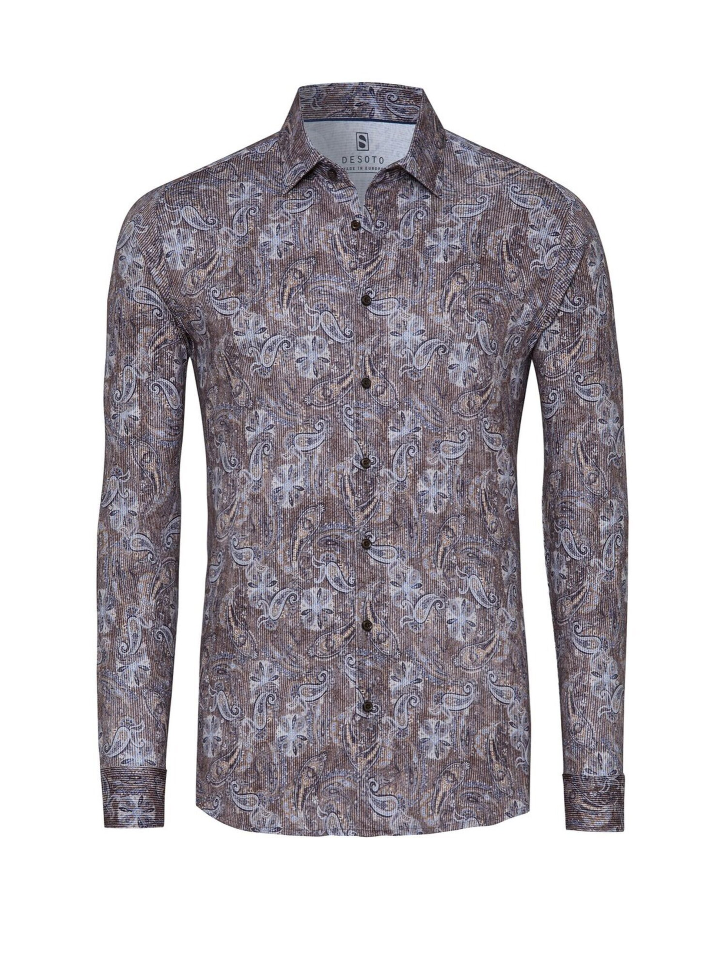 DESOTO Slim fit Overhemd in Bruin: voorkant