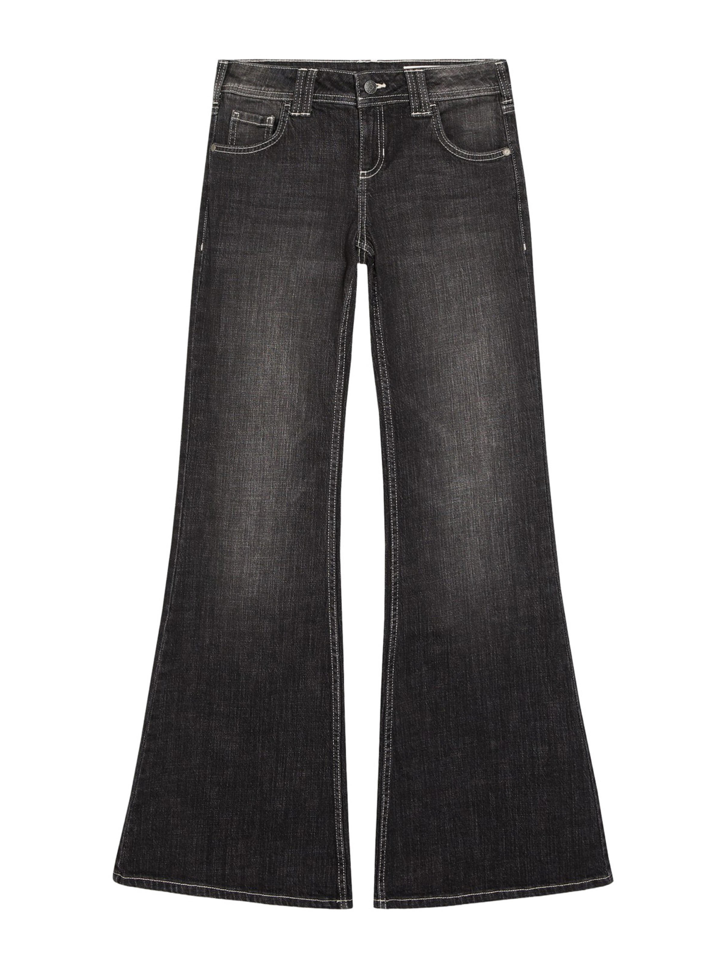 Bershka Flared Jeans in Black: front