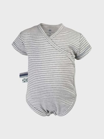 OrganicEra Romper/Bodysuit 'OrganicEra Organic Baby S/S Kimono Body,  Striped' in Grey: front
