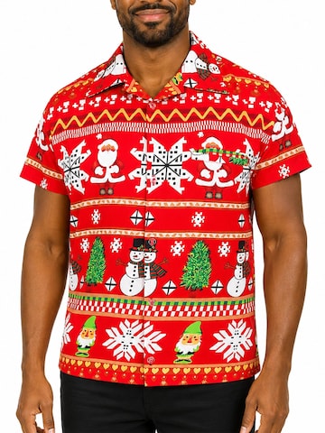 Regular fit Camicia 'Christmas Rows' di King Kameha in rosso