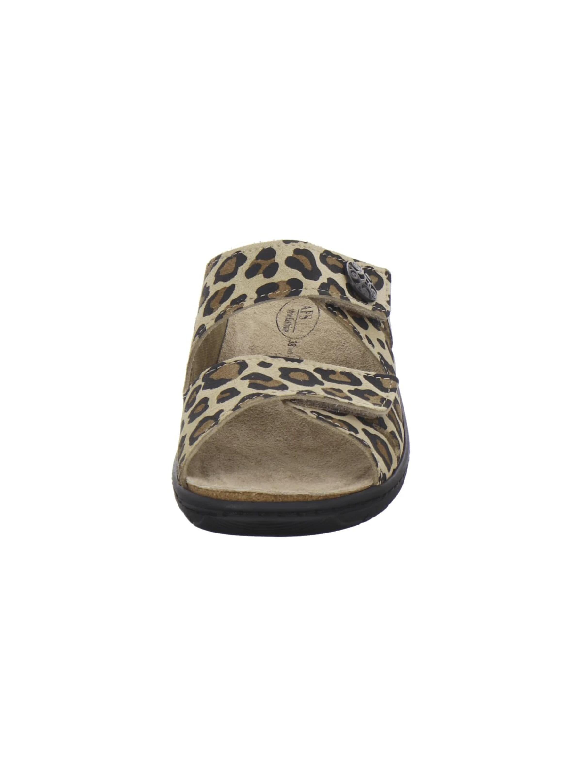 AFS-Schuhe Muiltjes 'Pantoletten Damen Wechselfußbett leo-beige' in Beige
