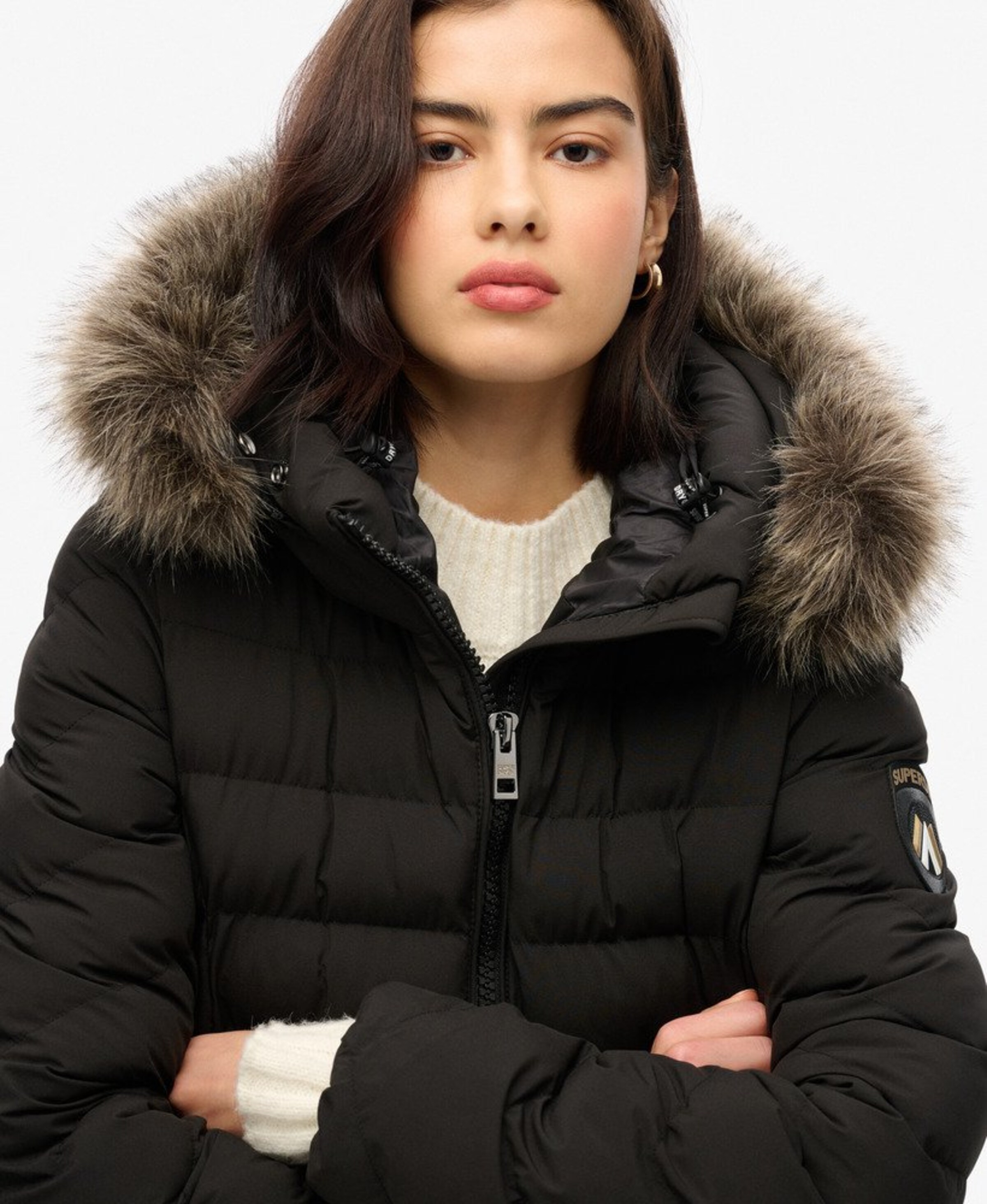 Superdry Wintermantel 'Fuji' in Zwart