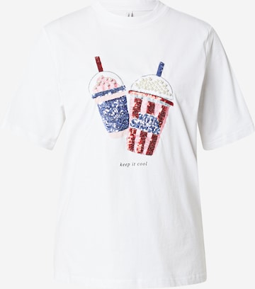 ONLY T-shirt 'ONLBURST POPCORN' i vit: framsida