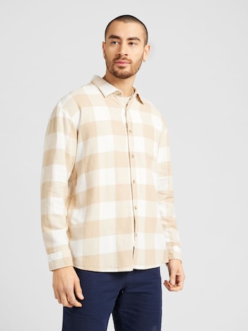 QS Comfort fit Button Up Shirt in Brown: front