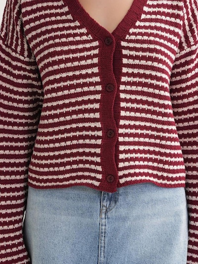 MixRay Strickjacke in rubinrot / weiß, Produktansicht