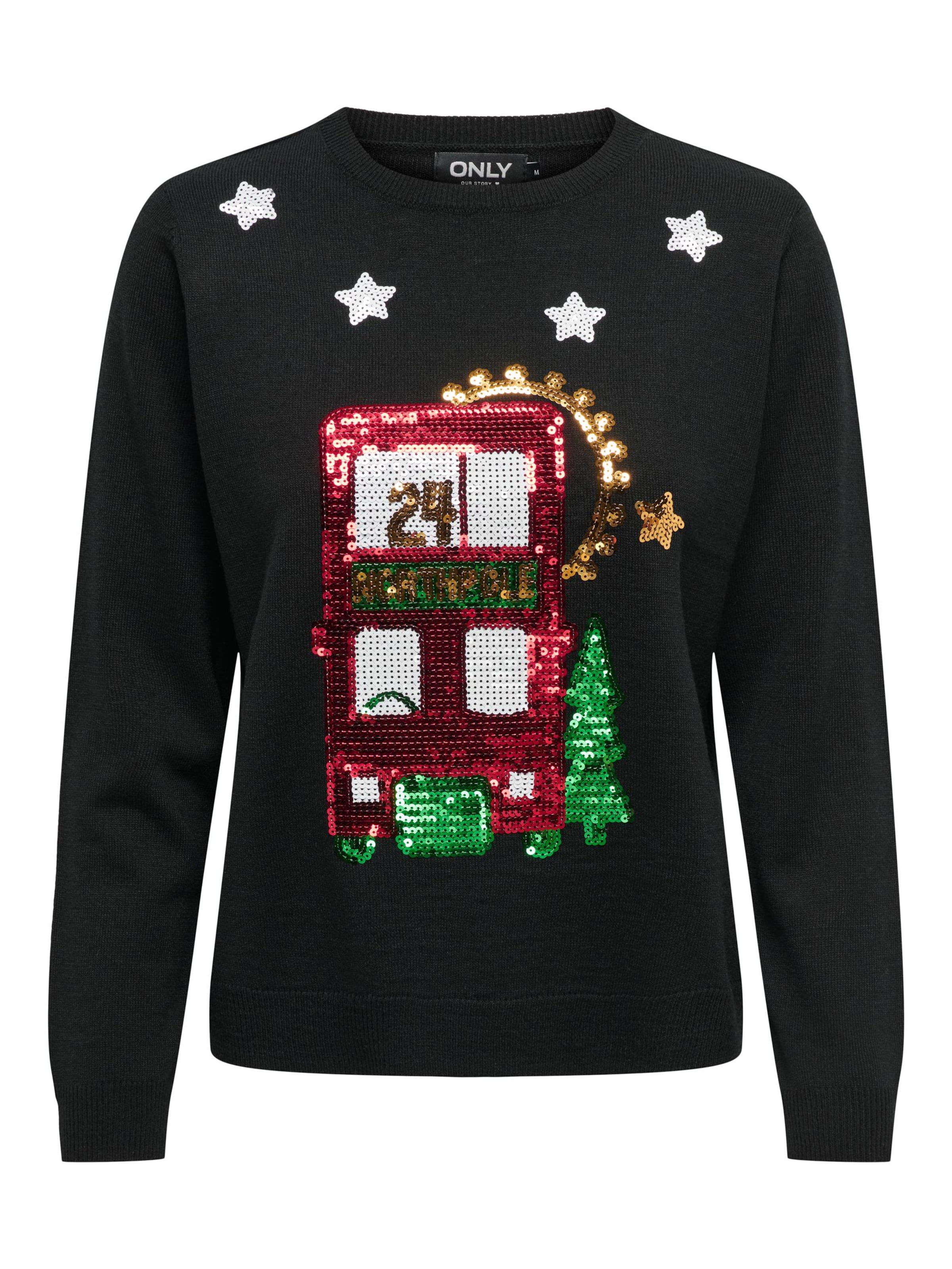 melns ONLY Džemperis 'XMAS': no priekšpuses