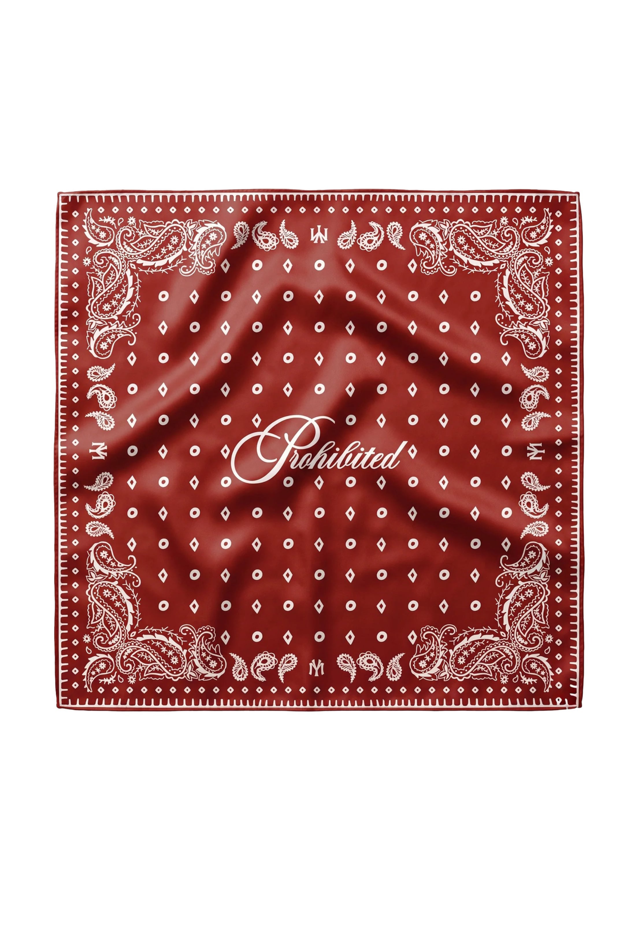 Prohibited Tuch in karminrot / naturweiß, Produktansicht