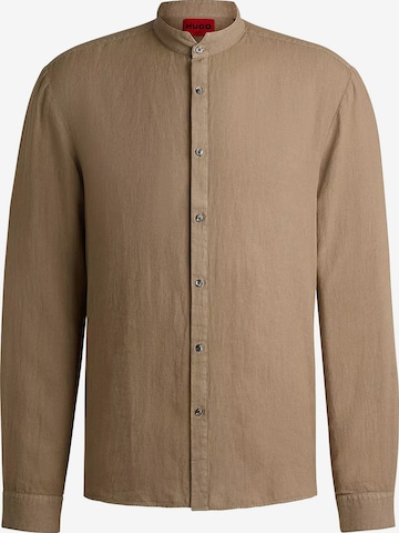 HUGO Slim fit Button Up Shirt ' Elvory ' in Brown: front