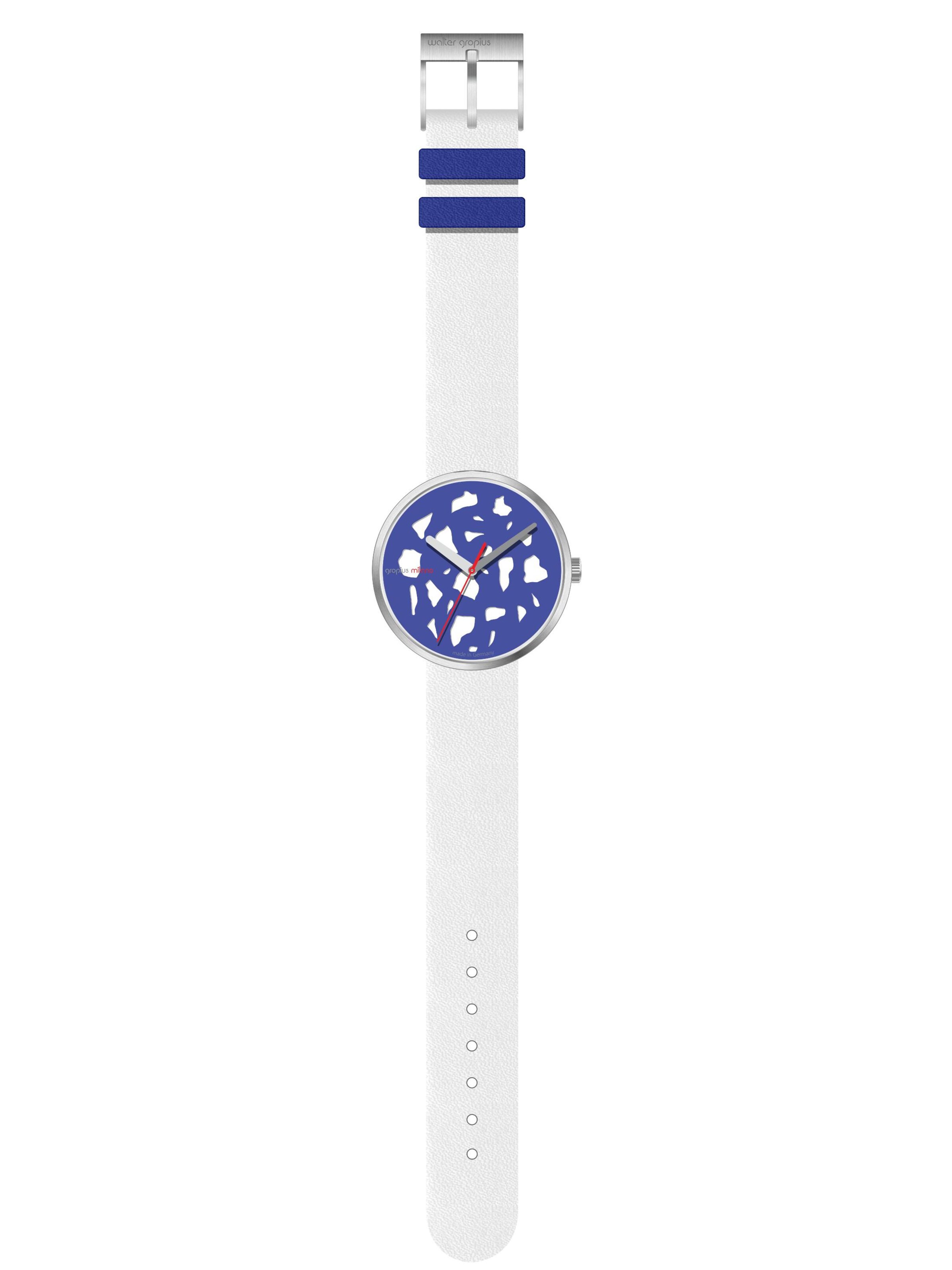 WALTER GROPIUS Analog Watch 'ROHE MATERIALIEN' in White: front