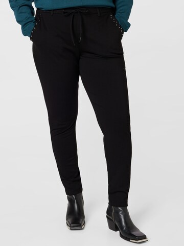 Coupe slim Pantalon 'MADDISON' Zizzi en noir : devant