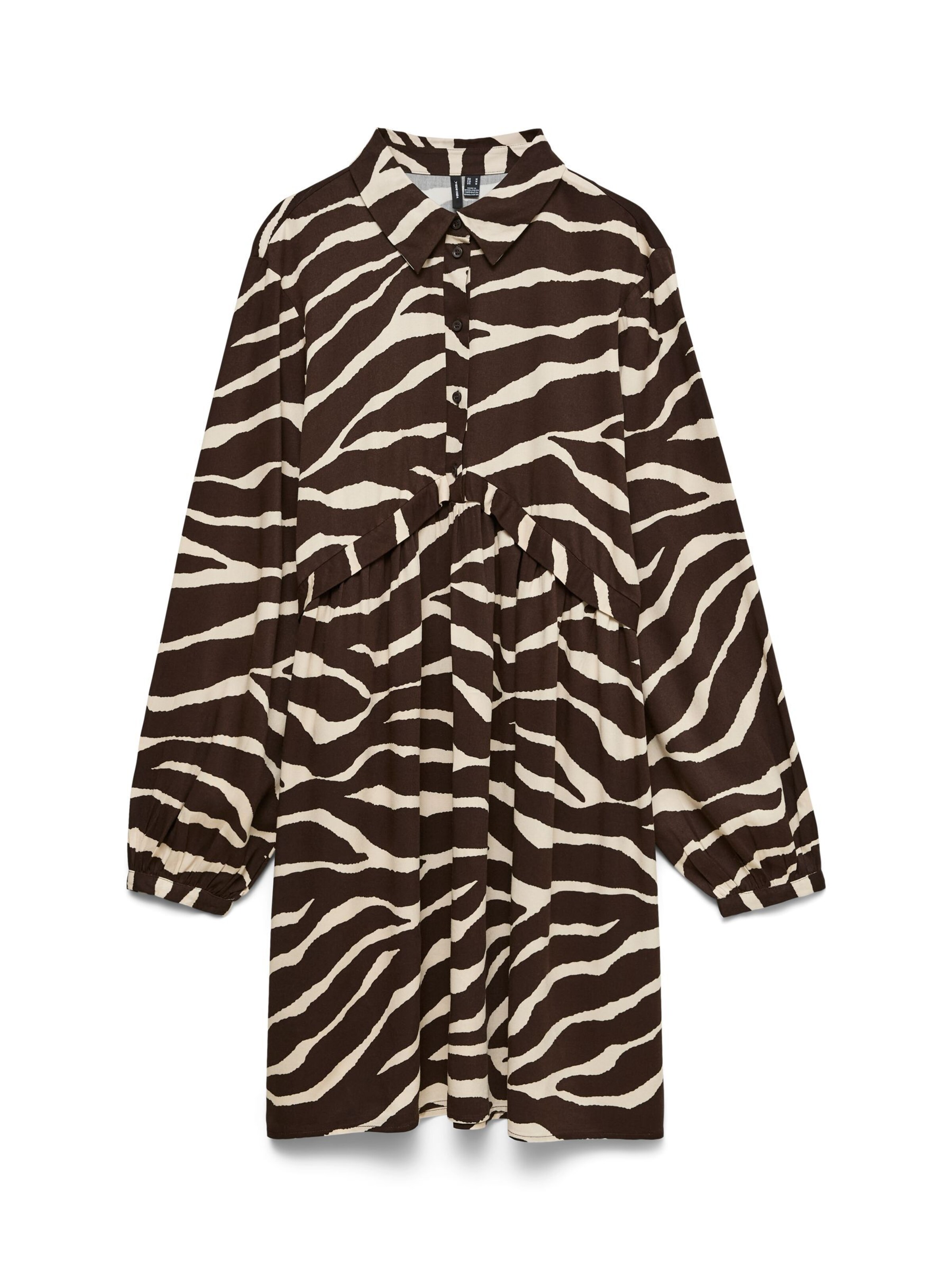 Vero Moda Curve Blousejurk 'VMCMaddie' in 50 in de kleur Crème / Donkerbruin, Productweergave