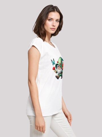 T-shirt 'Gnom Frühling Blumen Schmetterling' F4NT4STIC en blanc