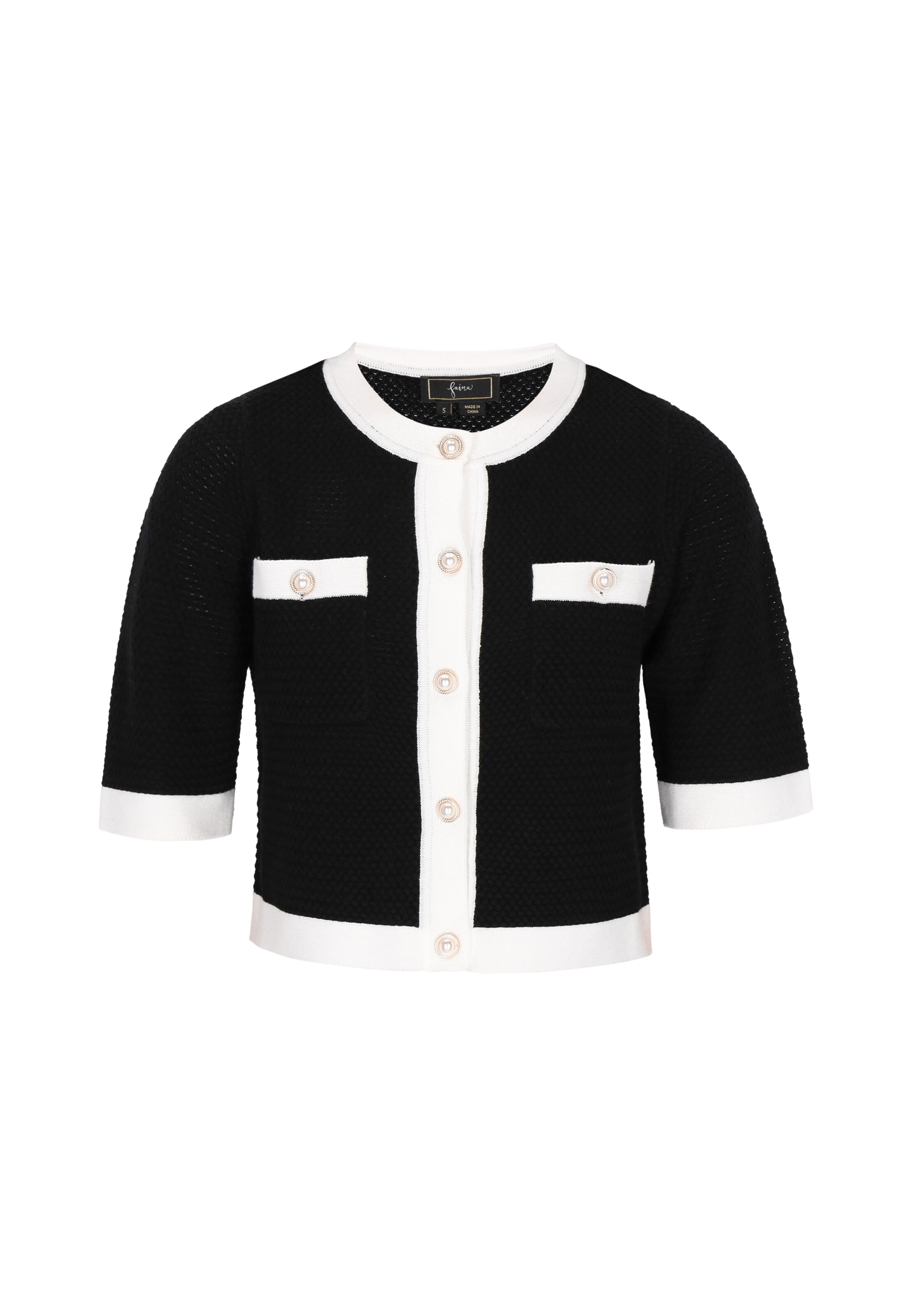 faina Strickjacke 'Festive' in Schwarz: Vorderseite