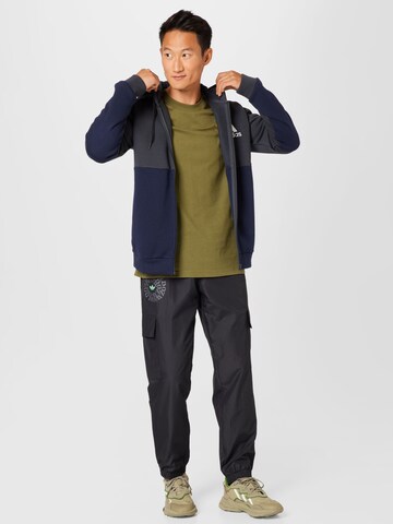 ADIDAS SPORTSWEAR Athletic Zip-Up Hoodie 'Essentials Colorblock Fleece ' in Grey