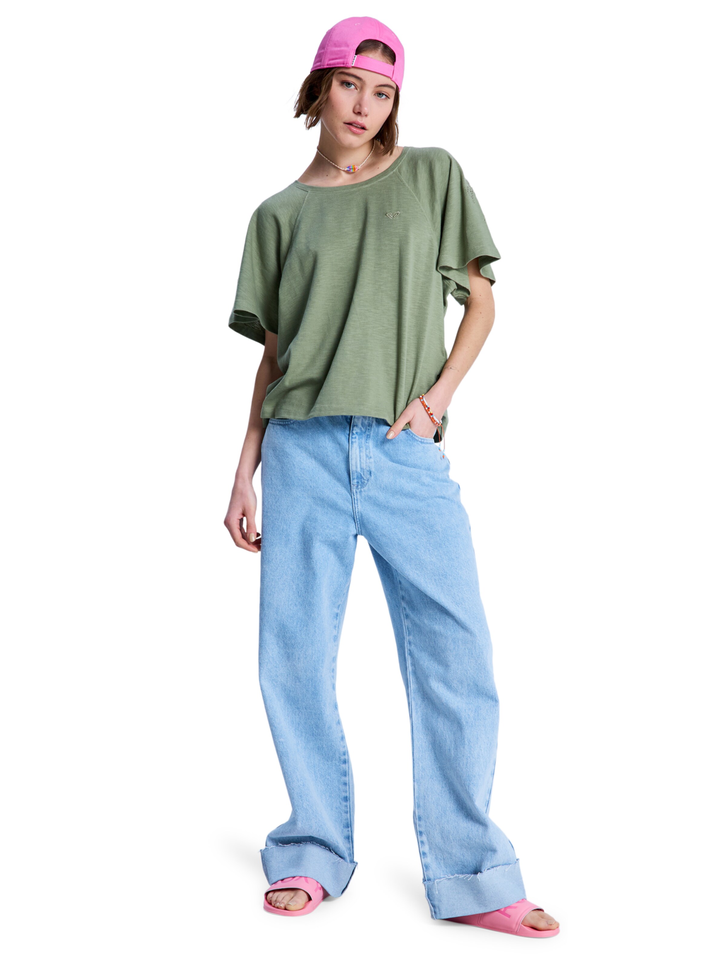 ROXY Shirt 'Time For Palm Tree' in Green: front