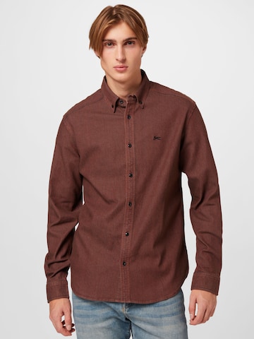 DENHAM Regular fit Button Up Shirt 'WELDER' in Brown: front