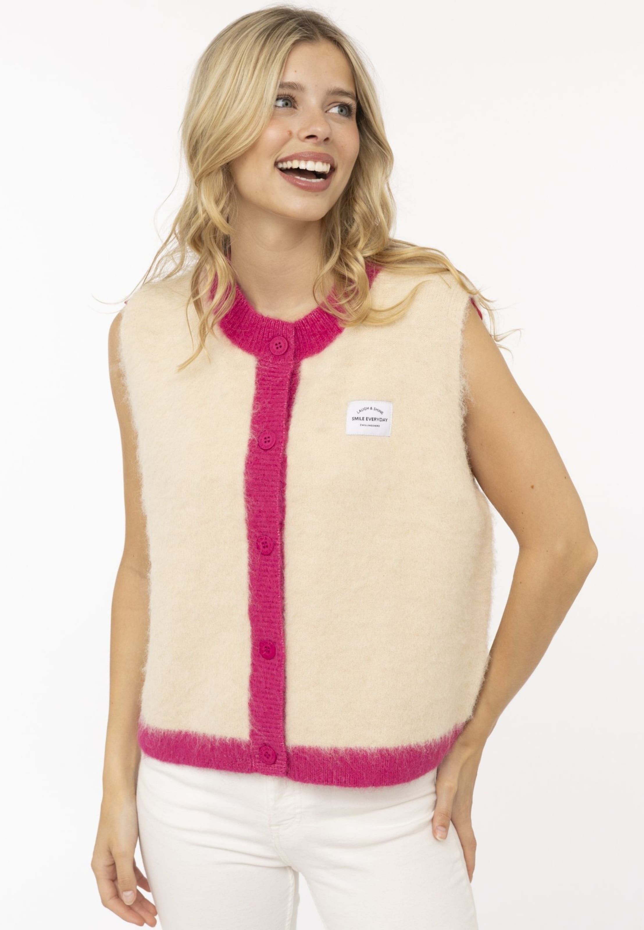 Gilet Zwillingsherz en beige : devant