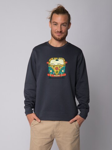 Watapparel Sweatshirt ' Hippies Bus ' in Grey: front